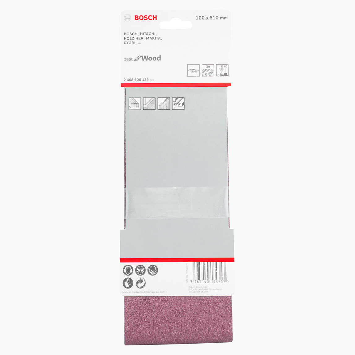    Bosch Dıy 100x610 mm K220 Deliksiz 3'lü Zımpara 