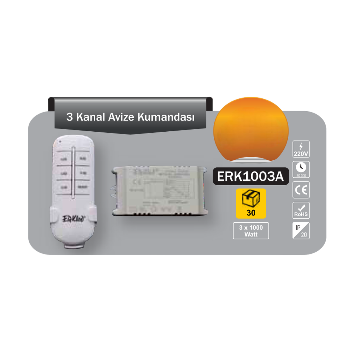    Tek-İş 1000 W Kumandalı 3'lü Sıva Altı Gömme Led Spot 
