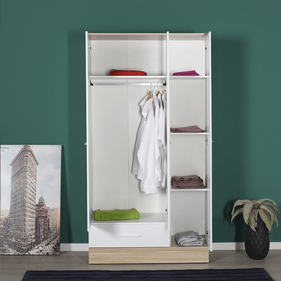 Adore Base 3 Kapılı Tek Çekmeceli Gardırop Beyaz 