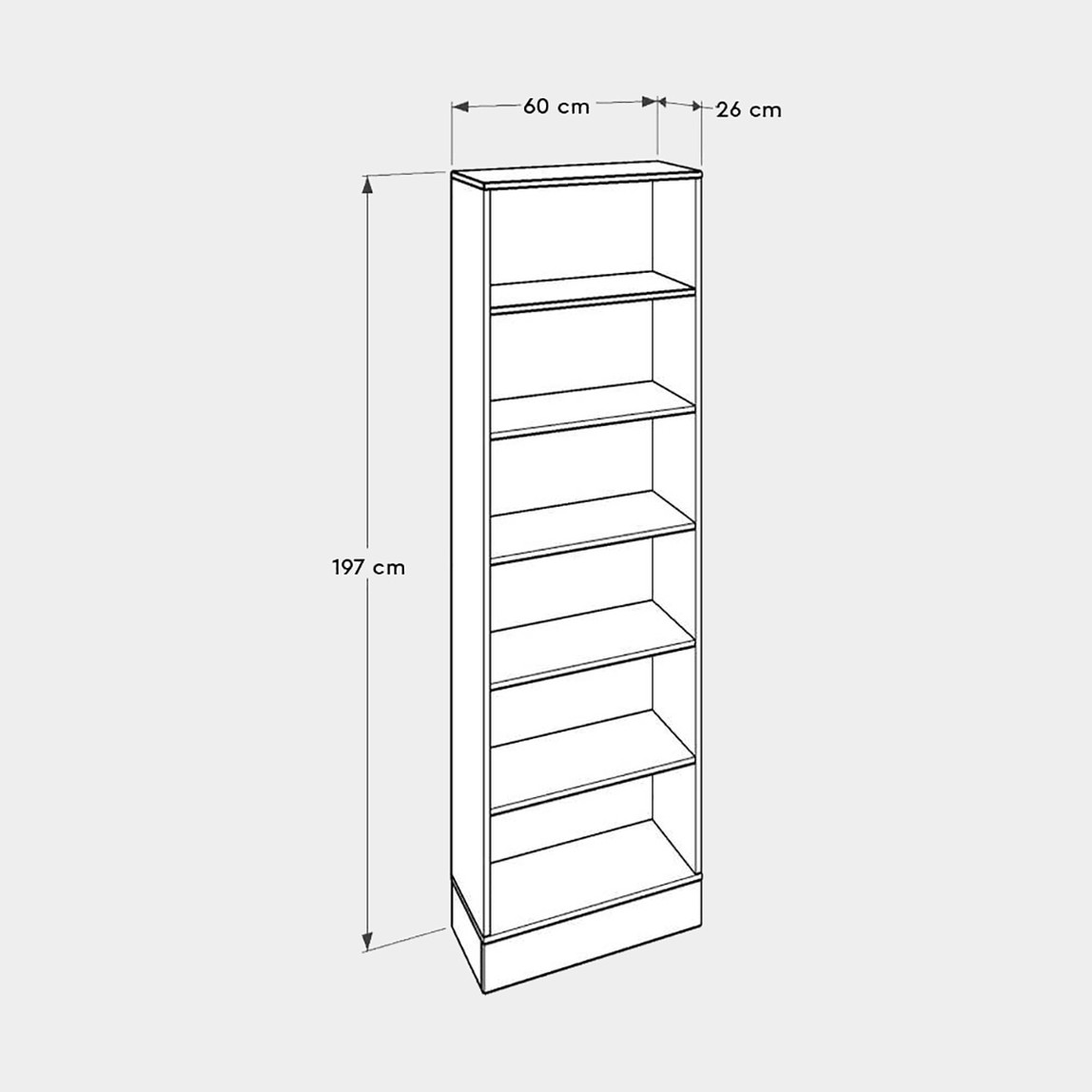    Adore Base 6 Raflı Kitaplık Meşe Beyaz 