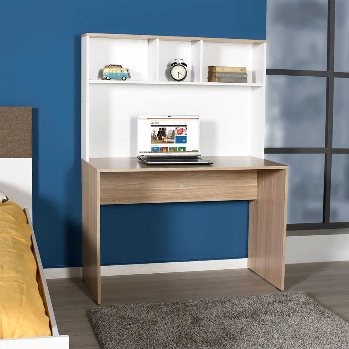    Adore Base Raflı Çalışma Masası Meşe Beyaz  