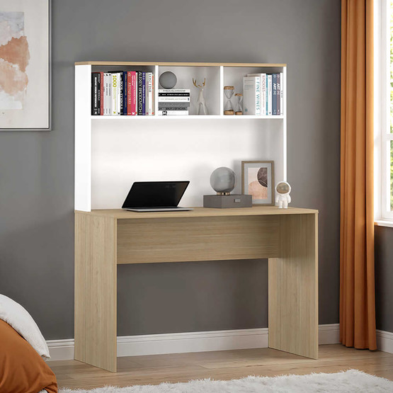 Adore Base Raflı Çalışma Masası Meşe Beyaz 