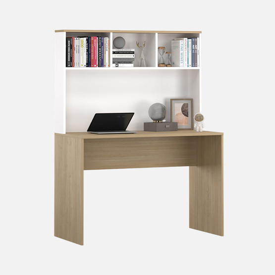 Adore Base Raflı Çalışma Masası Meşe Beyaz 