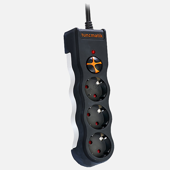 Tunçmatik TSK5082 Powersurge 3'lü 1050 Joule Siyah 1.5 metre Kablolu Akım Koruyucu Priz