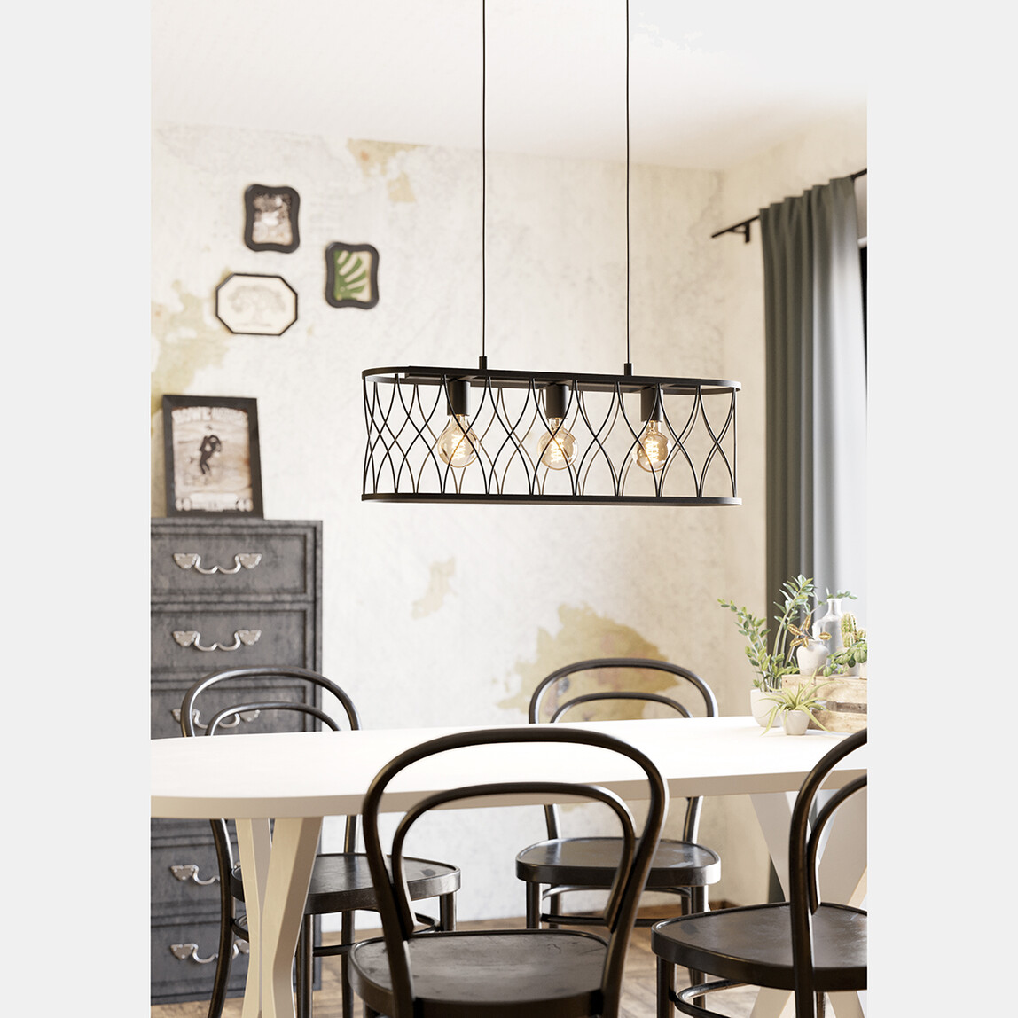    Giltspur Siyah Metal 3'lü Sıralı Avize 