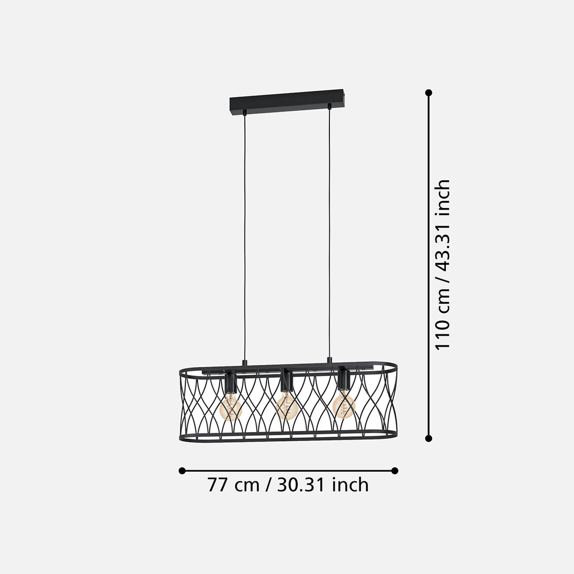    Giltspur Siyah Metal 3'lü Sıralı Avize 