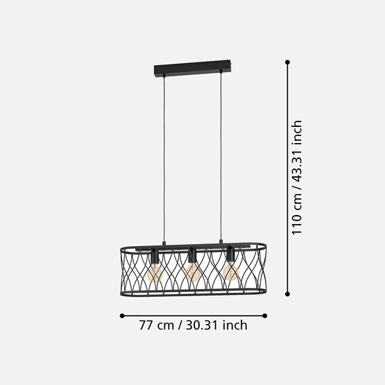 Giltspur Siyah Metal 3'lü Sıralı Avize