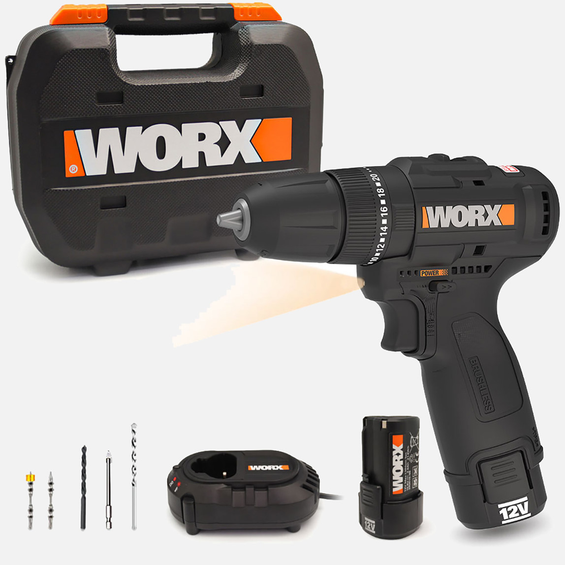    Worx WX121 12Volt/2.0Ah Li-ion Çift Akülü Kömürsüz Profesyonel Şarjlı Darbeli Matkap (5 Parça Aksesuarlı) 