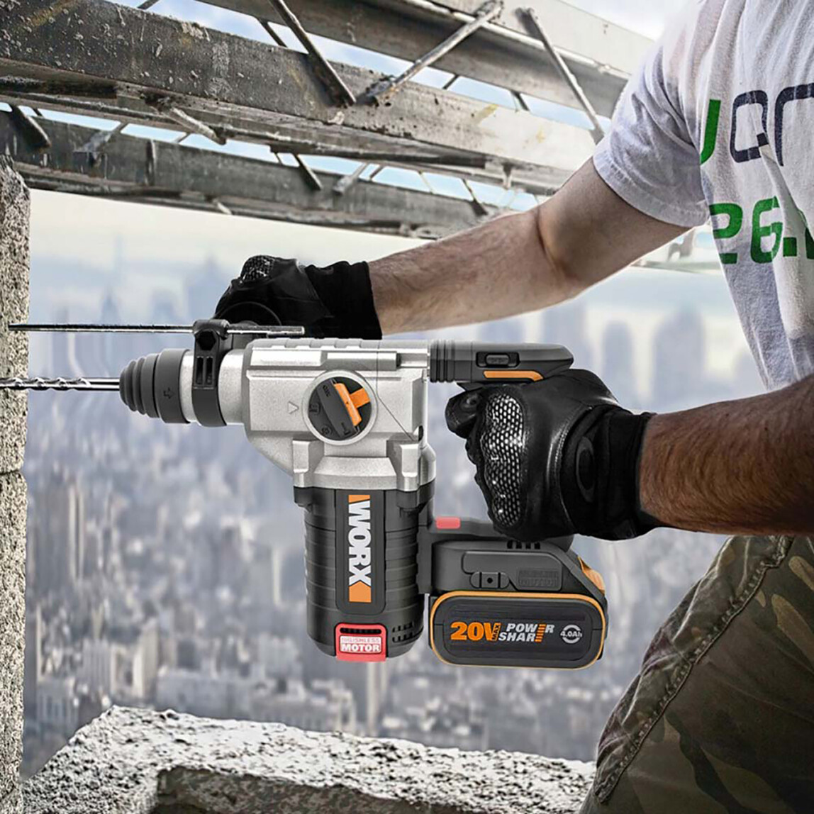    WORX WX380.9 20Volt 2.2J Profesyonel SDS-Plus Pnömatik Kırıcı Delici (Akü ve Şarj Cihazı Dahil Değildir.) 
