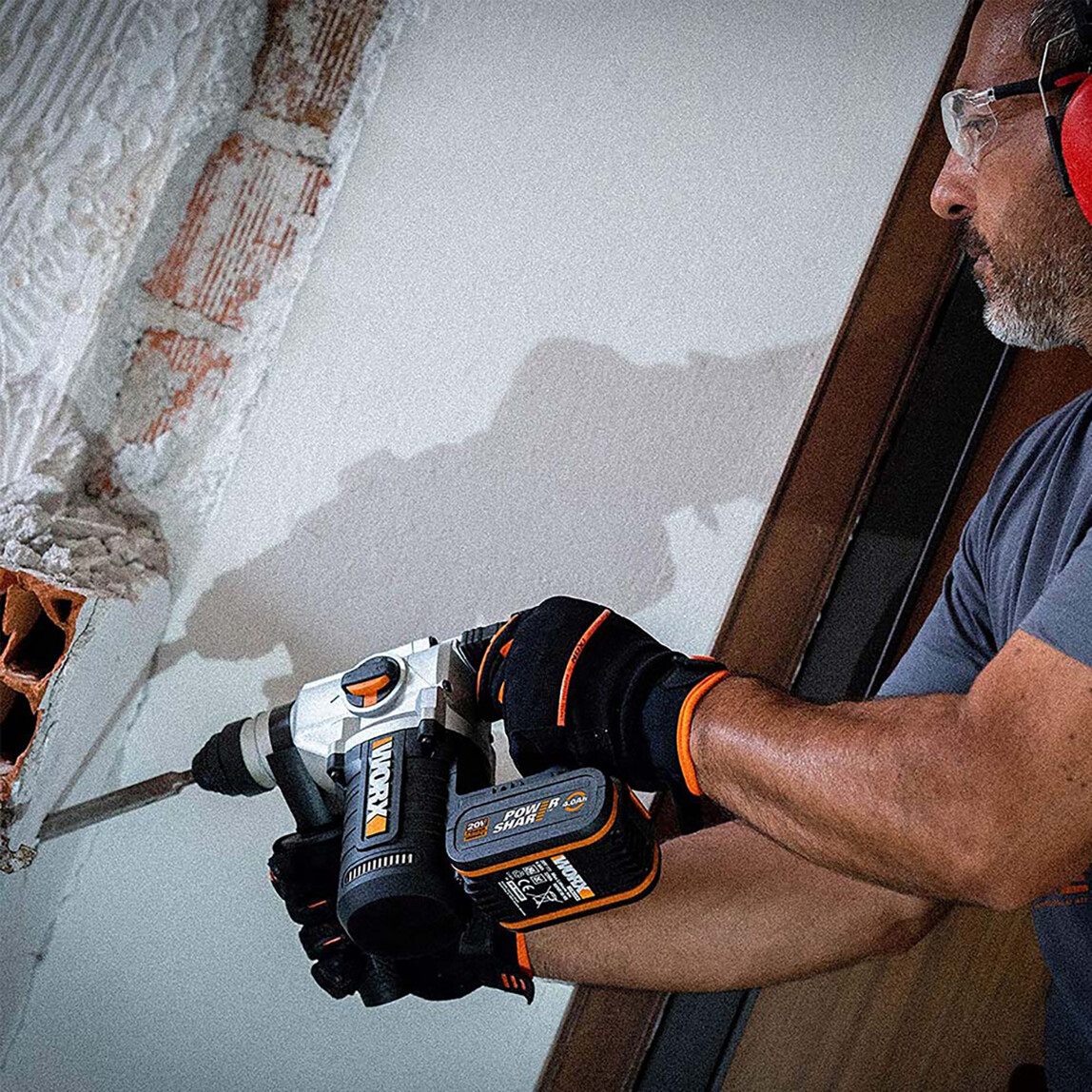    WORX WX380.9 20Volt 2.2J Profesyonel SDS-Plus Pnömatik Kırıcı Delici (Akü ve Şarj Cihazı Dahil Değildir.) 