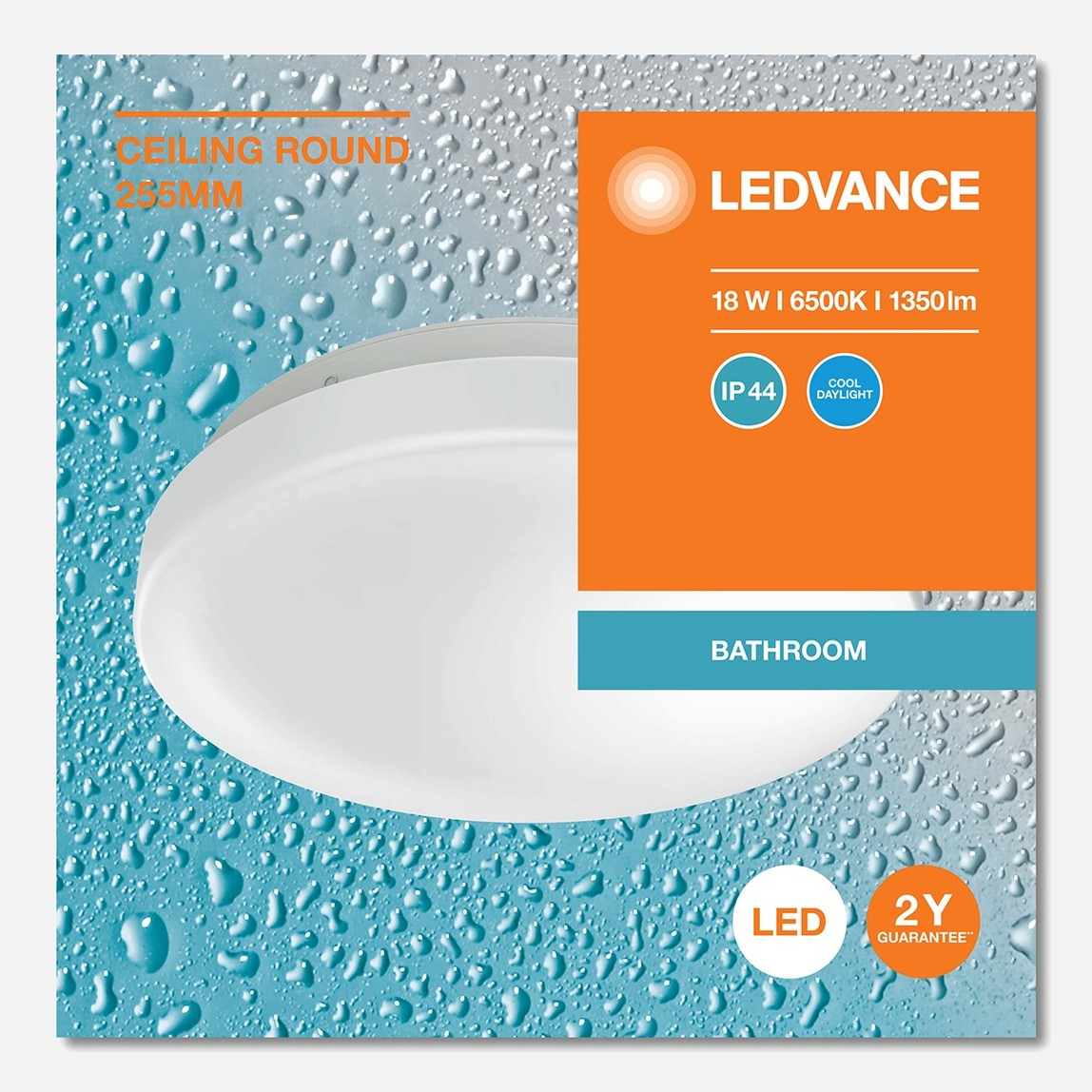    Ledvane Ceiling Round 255 18W 865 Ip44 Led Plafonyer Beyaz  