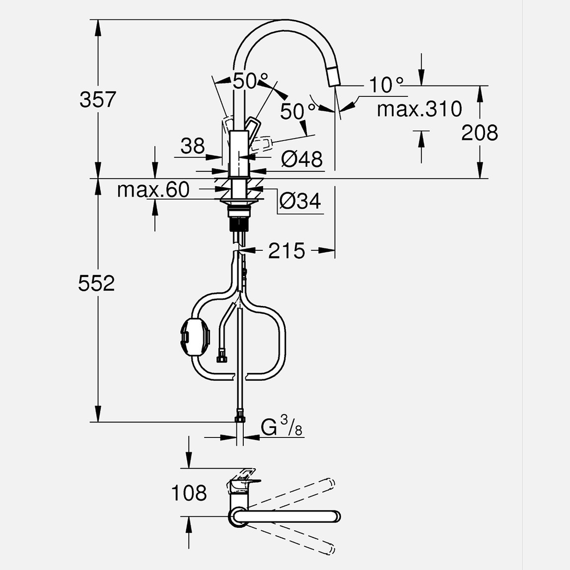    Grohe Start Loop Spiralli Eviye Bataryası 