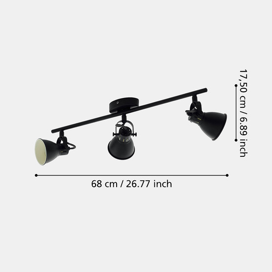 Seras 3 W Siyah Gu10 3'lü Sıva Üstü Led Spot