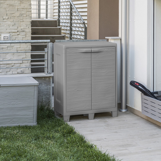 Toomax Woody's XL Base 2 Raflı Plastik Dolap Gri