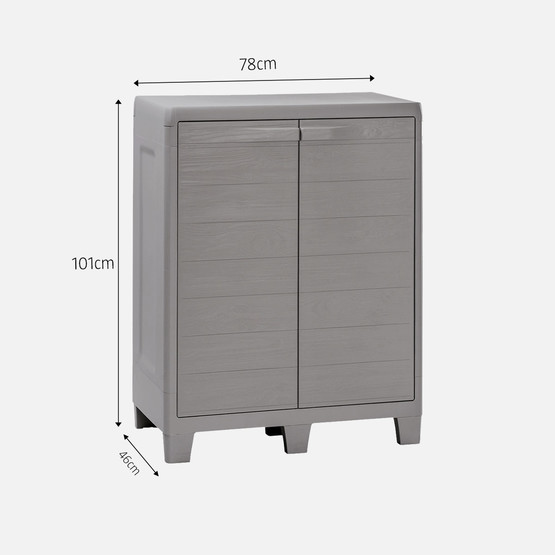 Toomax Woody's XL Base 2 Raflı Plastik Dolap Gri