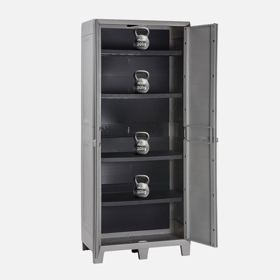 Toomax Woody's XL 4 Raflı Plastik Dolap Gri