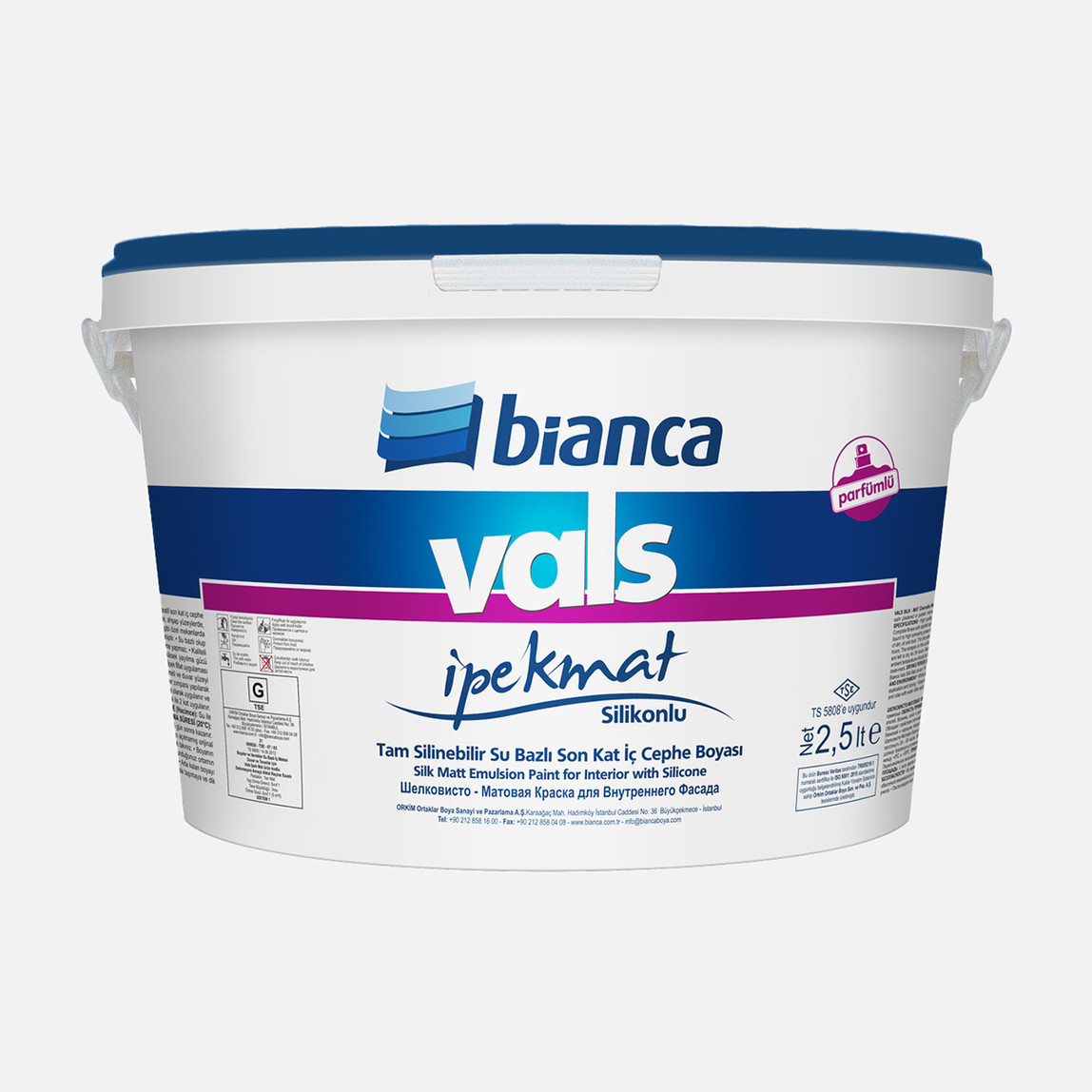    Bianca 2,5 L Vals İpek Mat Silikonlu Boya Beyaz  
