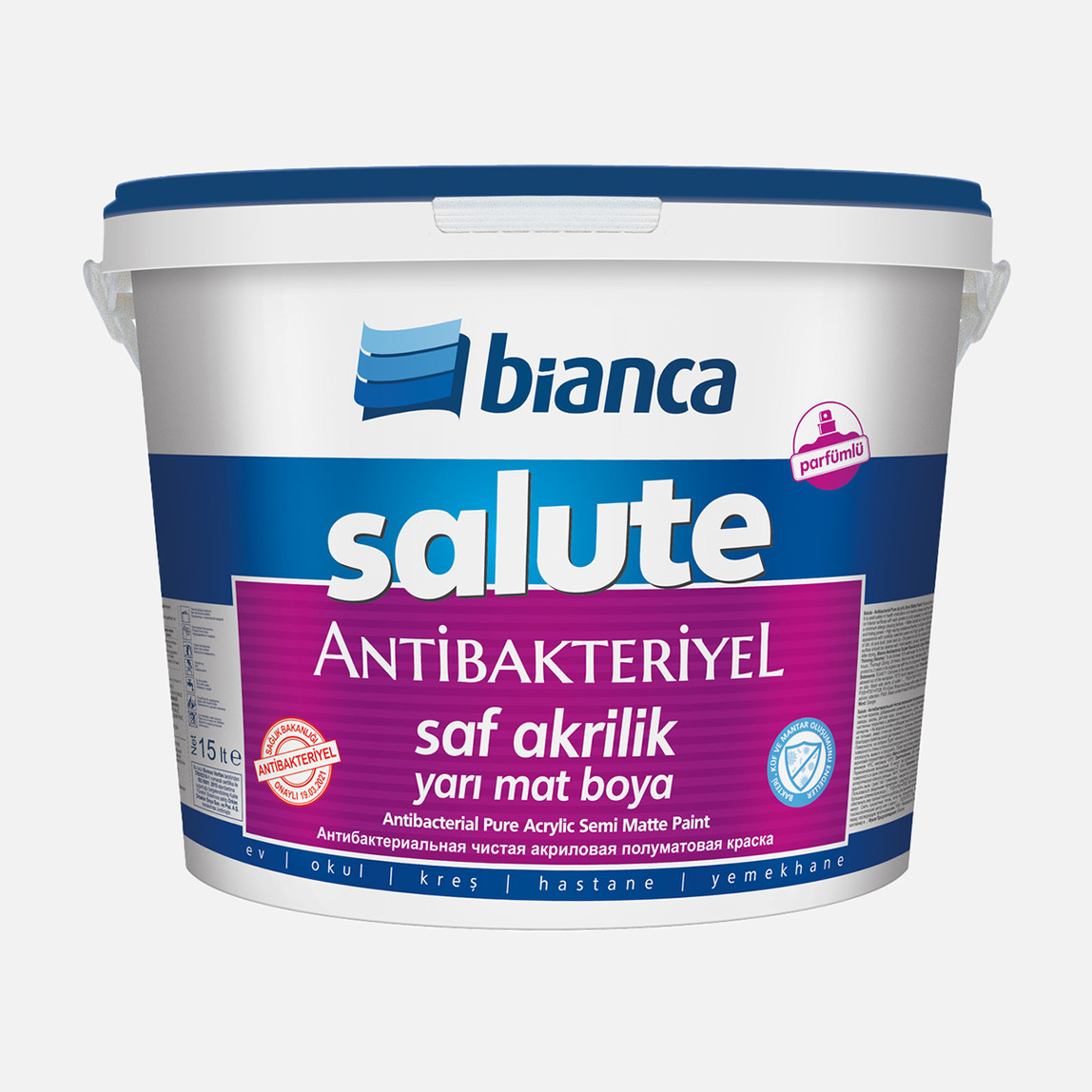    Bianca 15 L Salute Saf Akrilik Antiba Yarı Mat Boyası Beyaz  