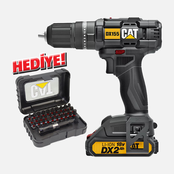 CAT DX155.1 18Volt/2.0Ah Li-ion Çift Akülü Profesyonel Şarjlı Darbeli Matkap 