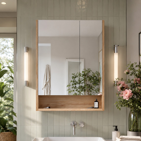 Bonitobagno Alberi Legnano Aynalı 60 cm Banyo Dolabı Üst Modül Ceviz