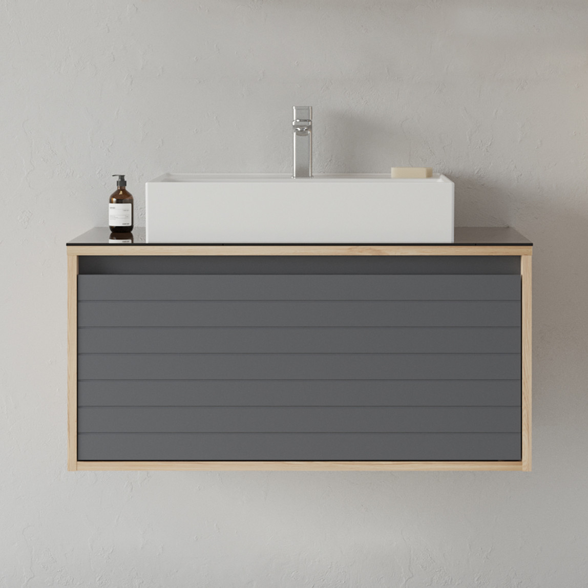    Bonitobagno Prato 80 cm Banyo Dolabı Alt Modül Antrasit 