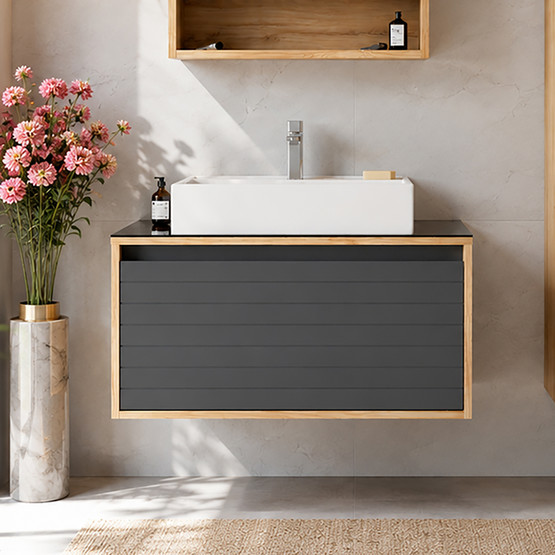 Bonitobagno Prato 80 cm Banyo Dolabı Alt Modül Antrasit
