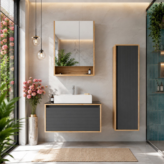 Bonitobagno Prato 80 cm Banyo Dolabı Alt Modül Antrasit