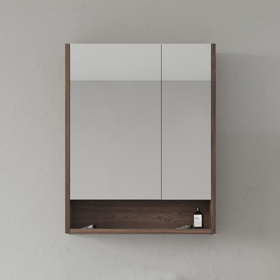 Bonitobagno Alberi Navaro Aynalı 60 cm Banyo Dolabı Üst Modül Koyu Ceviz