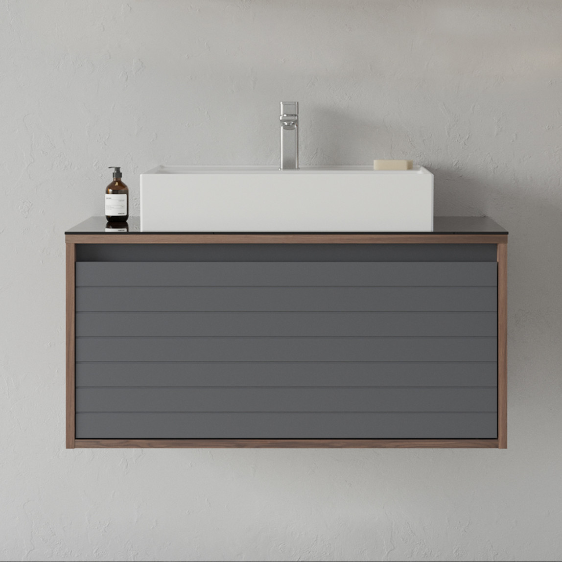   Bonitobagno Prato 80 cm Banyo Dolabı Alt Modül Antrasit 