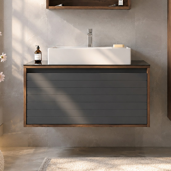 Bonitobagno Prato 80 cm Banyo Dolabı Alt Modül Antrasit