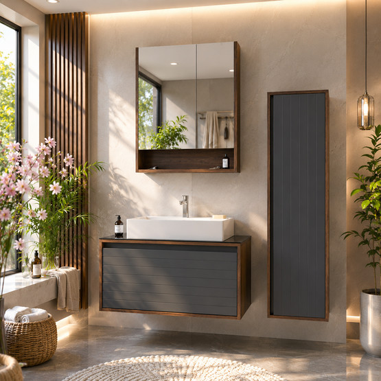 Bonitobagno Prato 80 cm Banyo Dolabı Alt Modül Antrasit