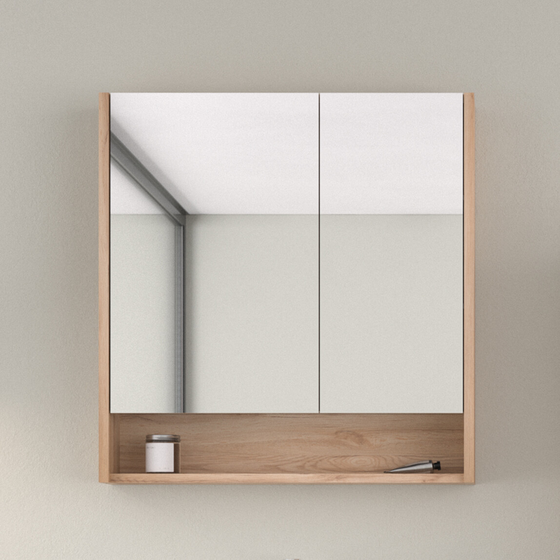    Bonitobagno Alberi Legnano Aynalı 80 cm Banyo Dolabı Üst Modül Açık Ceviz 