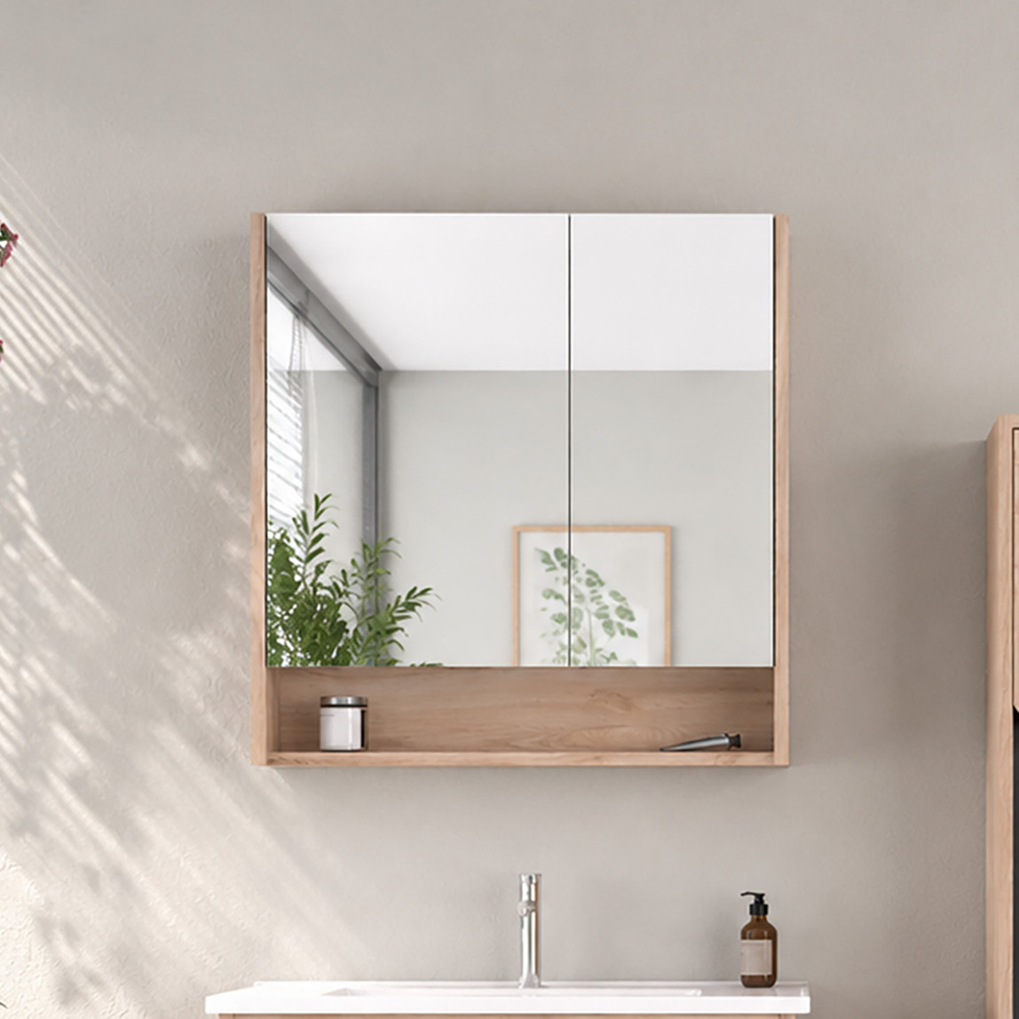    Bonitobagno Alberi Legnano Aynalı 80 cm Banyo Dolabı Üst Modül Açık Ceviz 
