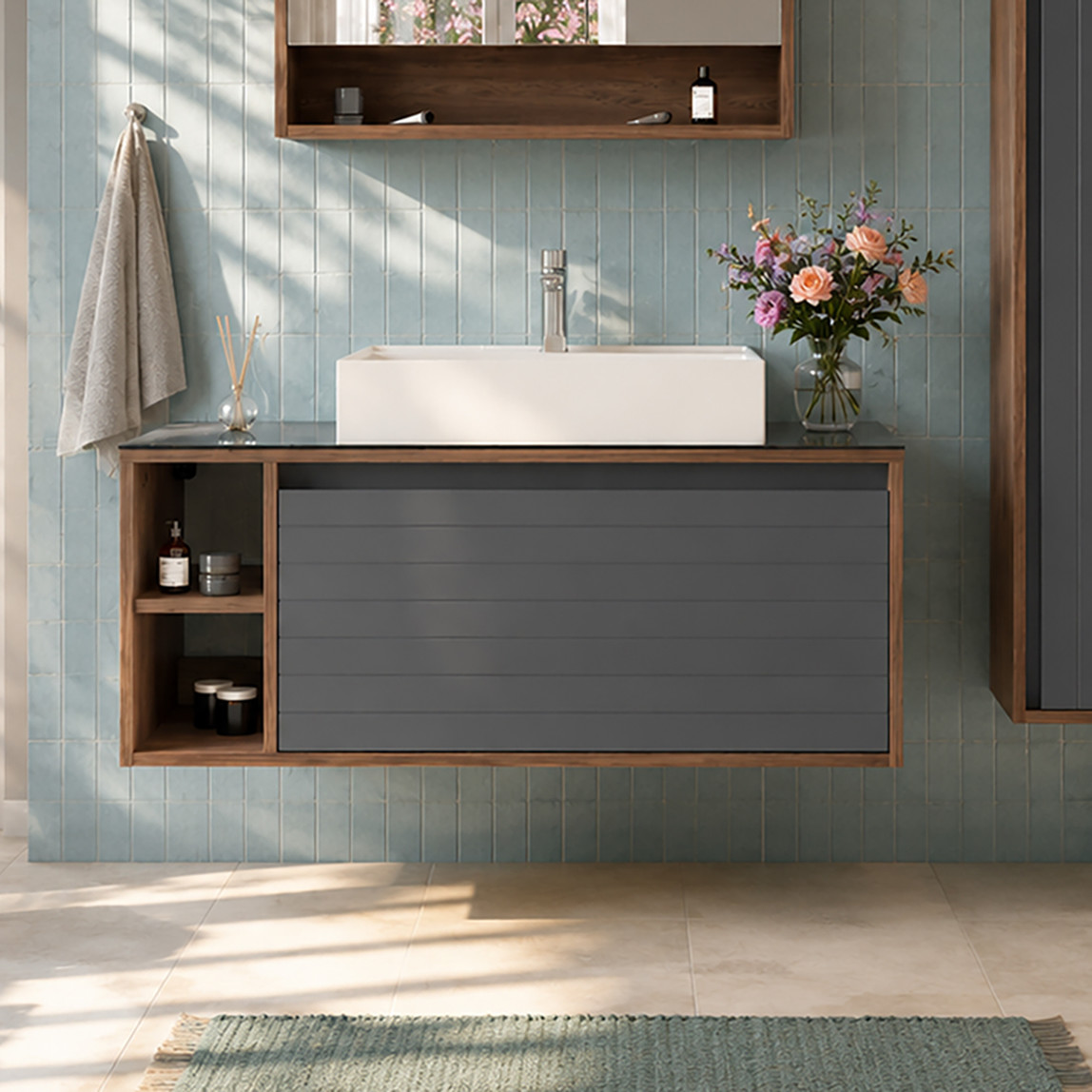    Bonitobagno Prato 100 cm Banyo Dolabı Alt Modül Antrasit 