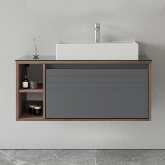 Bonitobagno Prato 100 cm Banyo Dolabı Alt Modül Antrasit