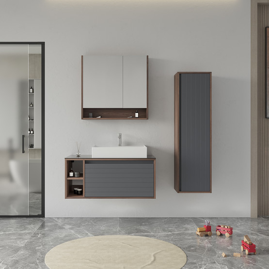 Bonitobagno Prato 100 cm Banyo Dolabı Alt Modül Antrasit