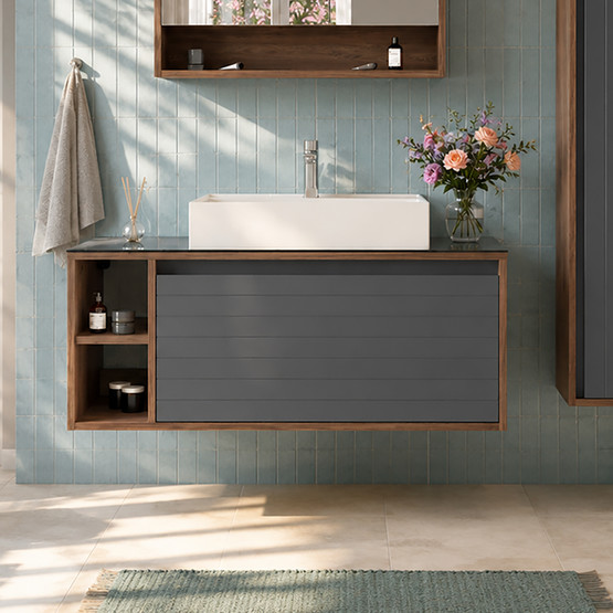 Bonitobagno Prato 100 cm Banyo Dolabı Alt Modül Antrasit