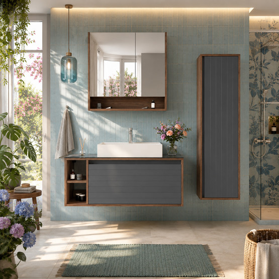 Bonitobagno Prato 100 cm Banyo Dolabı Alt Modül Antrasit
