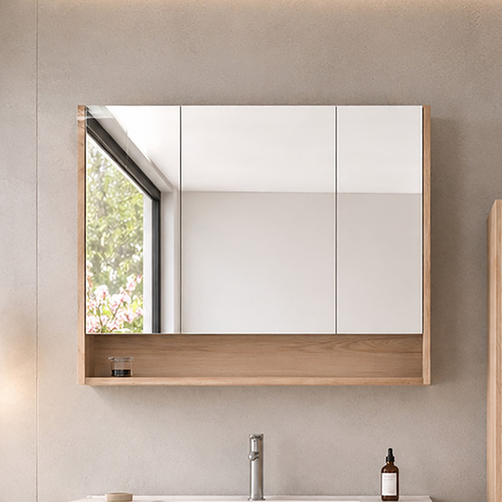 Bonitobagno Alberi Legnano Aynalı 100 cm Banyo Dolabı Üst Modül Açık Ceviz