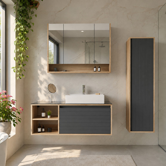 Bonitobagno Prato 120 cm Banyo Dolabı Alt Modül Antrasit