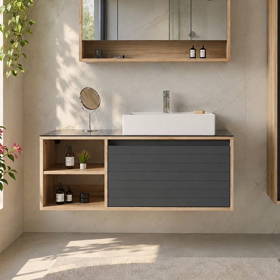 Bonitobagno Prato 120 cm Banyo Dolabı Alt Modül Antrasit