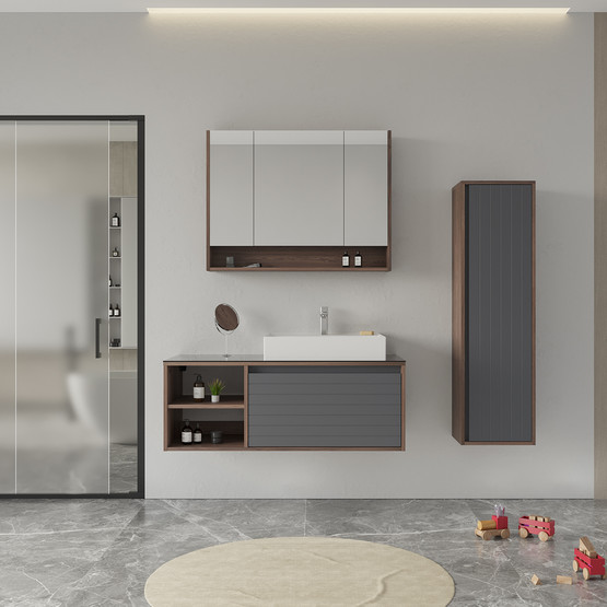 Bonitobagno Prato 120 cm Banyo Dolabı Alt Modül Antrasit