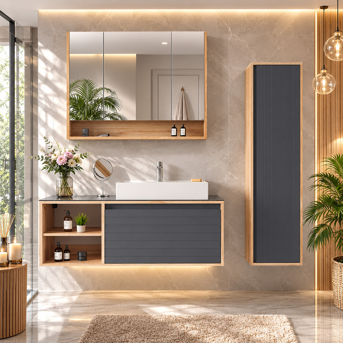    Bonitobagno Prato 40 cm Banyo Boy Dolabı Antrasit 
