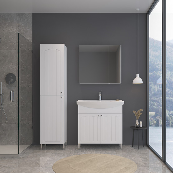 Bonitobagno Riano Aynalı 80 cm Banyo Dolabı Üst Modül Antrasit