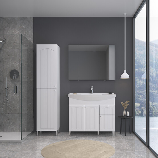 Bonitobagno Riano Aynalı 100 cm Banyo Dolabı Üst Modül Antrasit