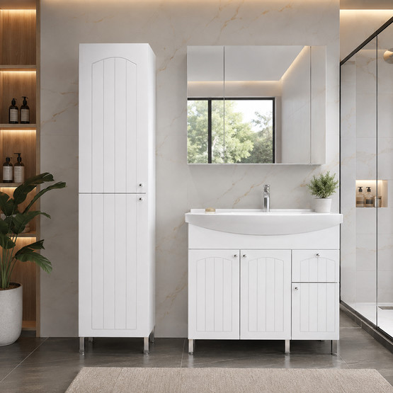 Bonitobagno Riano Aynalı 100 cm Banyo Dolabı Üst Modül Antrasit
