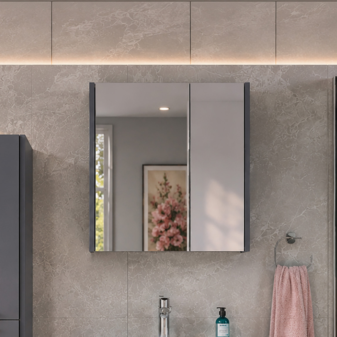    Bonitobagno Coste Aynalı 65 cm Banyo Dolabı Üst Modül Antrasit 