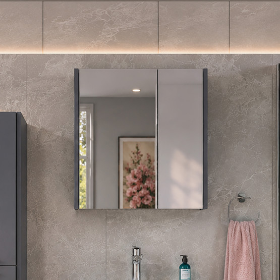 Bonitobagno Coste Aynalı 65 cm Banyo Dolabı Üst Modül Antrasit