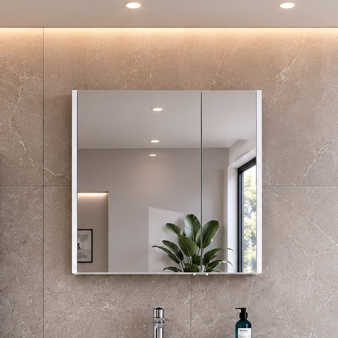    Bonitobagno Coste Aynalı 80 cm Banyo Dolabı Üst Modül Antrasit 