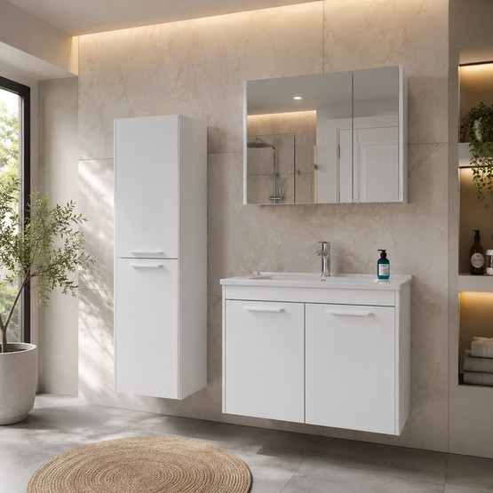 Bonitobagno Coste Aynalı 80 cm Banyo Dolabı Üst Modül Antrasit